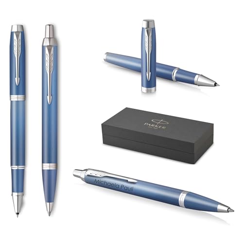 PARKER IM Rituals Blue Kugelschreiber und Tintenroller mit Gravur | Premium Stift | Geschenkbox | personalisiertes Geschenk | | Geburtstag (Blue) von PARKER