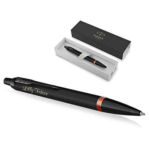 PARKER IM Vibrant Rings Kugelschreiber mit Gravur | Premium Stift | Geschenkbox | blaue Mine | edel | personalisiertes Geschenk | Namen | graviert | Jahrestag | Geburtstag (Orange) von PARKER