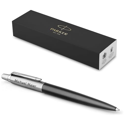 Parker Jotter Core Recycled mit Gravur | Premium Stift | Geschenkbox | blaue oder schwarze Mine | personalisiertes Geschenk | Namen | Geburtstag (Bond Street Black C.C.) von Parker