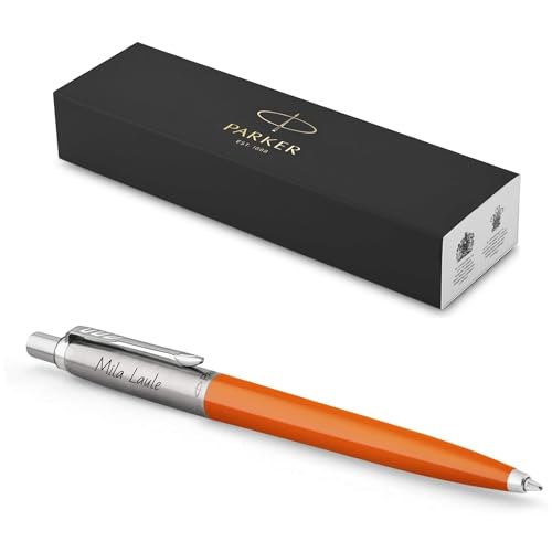 Parker Jotter Originals Recycled mit Gravur | Premium Stift | Geschenkbox | blaue oder schwarze Mine | personalisiertes Geschenk | Namen | Geburtstag (orange) von Parker