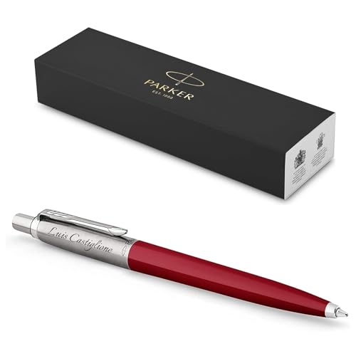 Parker Jotter Originals Recycled mit Gravur | Premium Stift | Geschenkbox | blaue oder schwarze Mine | personalisiertes Geschenk | Namen | Geburtstag (rot) von Parker