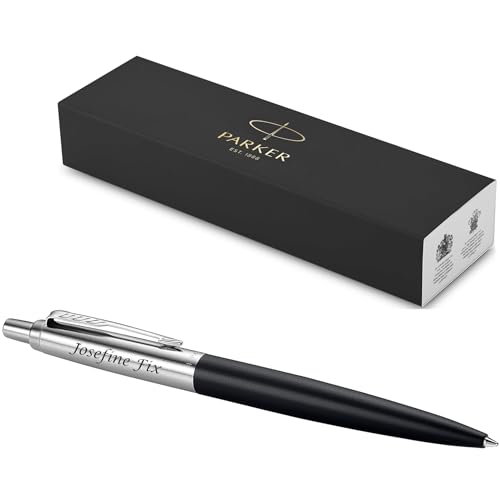 PARKER Jotter XL mit Gravur | Premium Stift | Geschenkbox | blaue Mine | personalisiertes Geschenk | Namen | Geburtstag | edel (Mattschwarz), 1 stück (1er Pack) von PARKER