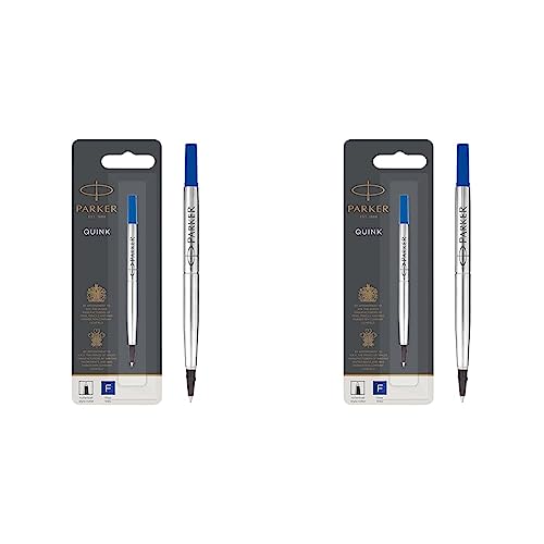 Parker Ersatzminen für Tintenroller | feine Spitze | blaue QUINK Tinte | 1 Stück (Packung mit 2) von PARKER