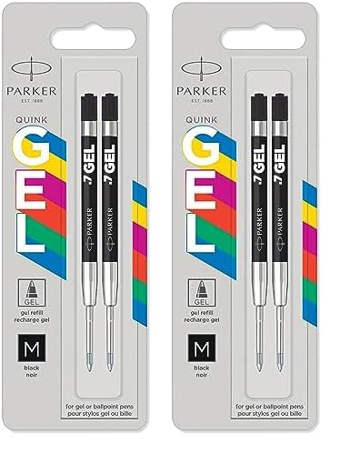 Parker Jotter Originals Nachfüllminen mit Geltinte | schwarze Geltinte Nachfüllungen | mittlere Schreibspitze mit (0,7 mm) | 2 Stück (Packung mit 2) von PARKER