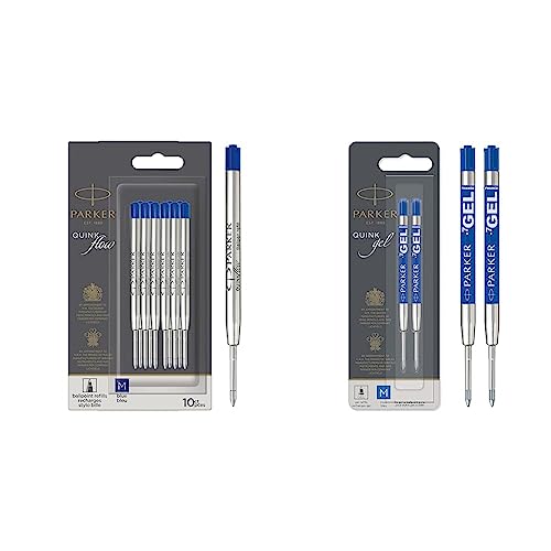 Parker Kugelschreiberminen | mittlere Schreibspitze | blaue QUINKflow Tinte | 10 Ersatzminen für Kugelschreiber & Gelstifteminen | mittlere Schreibspitze (0,7 mm) | blaue QUINK Tinte | 2 Stück von PARKER