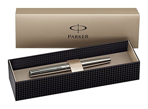 Parker S0161590 Jotter Füllfederhalter (edelstahl mit Chromeinfassung, mittlere Schreibfeder, Geschenkbox) von PARKER