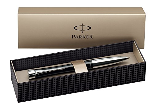 Parker S0767130 Urban-Kugelschreiber (London Cab-schwarz mit Chromverzierungen, blaue Tinte) von Parker