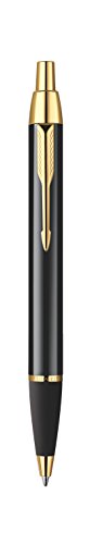 Parker S0856440 IM-Kugelschreiber (schwarz Lackiert mit vergoldeter Einfassung, Strichstärke Mittel) schreibfarbe blau von PARKER