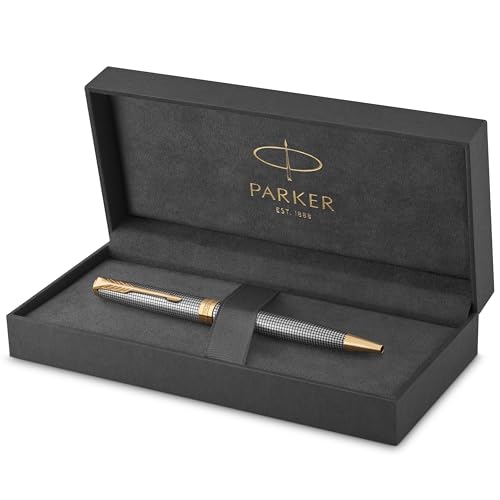 Parker Sonnet Kugelschreiber | Chiselled Silver | Mittlere Spitze | schwarze Tinte | Geschenkbox von Parker