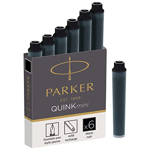 Parker Tintenpatronen für Füller | kurze Patronen | schwarze QUINK Tinte | 6 Stück von PARKER