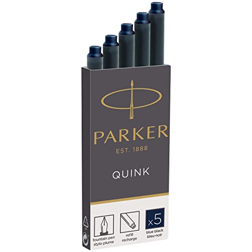 Parker Tintenpatronen für Füller | lange Patronen | blauschwarze QUINK Tinte | 5 Stück Parker Tintenpatronen für Füller | lange Patronen | blauschwarze QUINK Tinte | 5 Stück von PARKER