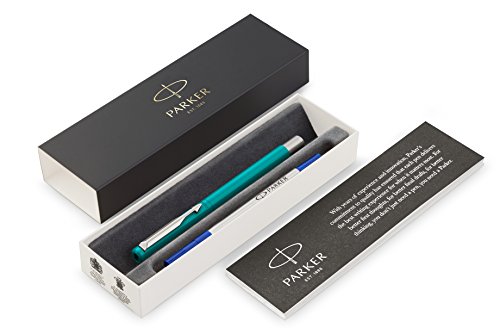 Parker Vector Rollerball Tintenroller (mit Chromzierteilen, Mittlere Schreibspitze, blaue Tinte, Geschenkbox) smaragdgrün von PARKER