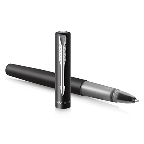 Parker Vector XL Tintenroller | Schwarze Metallic-Lackierung auf Messing | Feine Schreibspitze mit schwarzer Nachfülltinte | Geschenkbox von PARKER