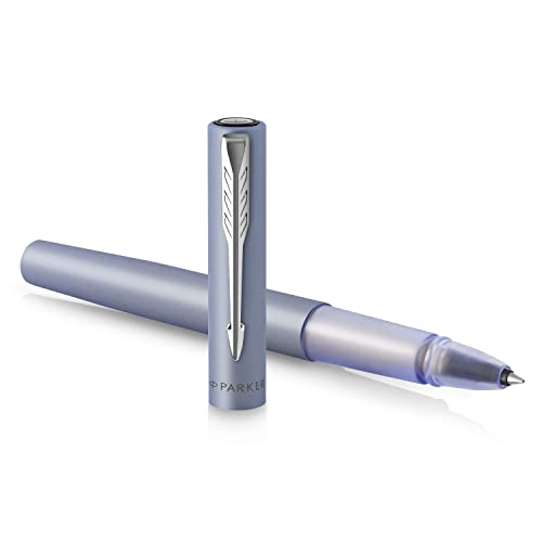Parker Vector XL Tintenroller | Silberblaue Metallic-Lackierung auf Messing | Feine Schreibspitze mit schwarzer Nachfülltinte | Geschenkbox von PARKER