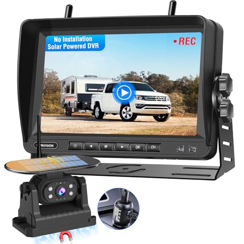 PARKVISION Solar Kabellose Rückfahrkamera mit 7 Zoll Monitor, 9600mAh Akku Magnetische Funk Rückfahrkamera, 1080P HD Rückfahr Kamera Videoaufzeichnung für Auto, LKW und Wohnmobile von PARKVISION