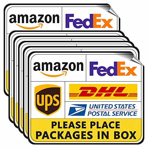 Paket Lieferung Schild Aufkleber – (Packung mit 10 Stück) 20,3 x 25,4 cm große Leave Here Drop Box Anleitung für FedEx Amazon Dhl Ups USPS laminierter Vinyl-Aufkleber von PARTH IMPEX