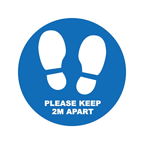 10 x "Please keep 2 m apart - Social Distancing Landscape Floor Safety Sign Selbstklebendes Vinyl Wetterfest Label Sticker – 10 cm x 10 cm – (SC-16) von PARTY_DECOR