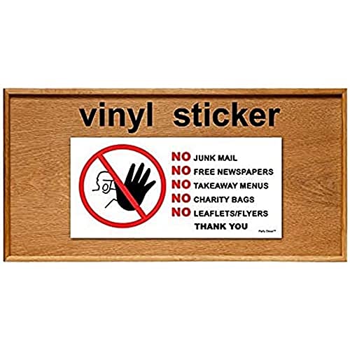 2 x – No Junk Mail – Thank You – Info-Schild-Etiketten, ablösbar, selbstklebend, wasserdicht, langlebig, Vinyl, 225 mm x 106 mm 2 x – No Junk Mail – Thank You – Info-Schild-Etiketten, ablösbar, selbstklebend, wasserdicht, langlebig, Vinyl, 225 mm x 106 mm von PARTY DECOR