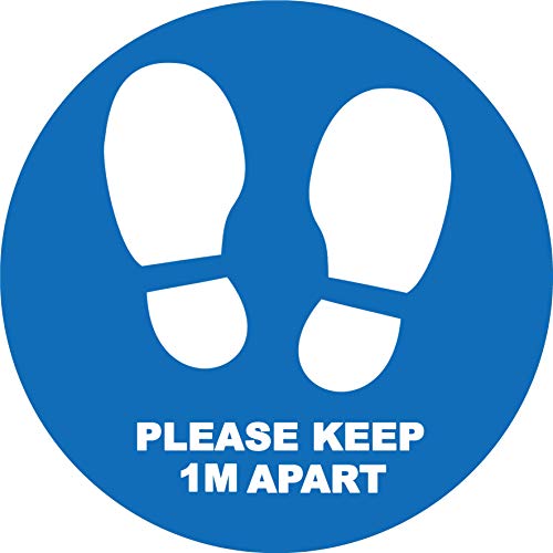 4 x Aufkleber mit Aufschrift "Please Keep 1 m apart - Social Distancing Landscape Floor Safety Sign Selbstklebendes Vinyl Wetterfest Aufkleber - 10 cm x 10 cm - (SM-06) von PARTY DECOR