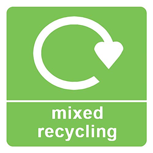 4 x gemischte Recycling-Info-Schild, ablösbar, selbstklebend, wasserdicht, langlebig, Vinyl, 150 mm x 150 mm von PARTY DECOR