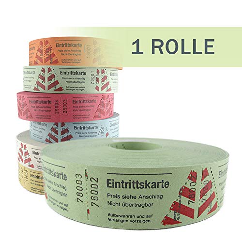 PARTY DISCOUNT Rollen-Eintrittskarten 1000 Abrisse, 3 Rollen, grün von PARTY DISCOUNT