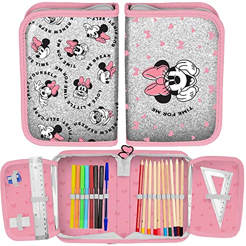 Paso Minnie Mouse Flip Out Glitter Pencil Case with Accessories, Grey and Pink, Pocket organiser Paso Minnie Mouse Flip Out Glitter Pencil Case with Accessories, Grey and Pink, Pocket organiser von PASO