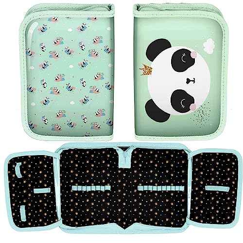 Paso Panda Teddy Bear Hinged Pencil Case without Accessories with Glitter, multicoloured, Expandable pencil case von PASO