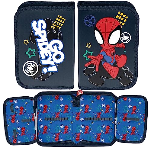 Paso Spiderman Spidey Fold Out Pencil Case without Accessories, Navy Blue and Shows, Expandable pencil case von PASO