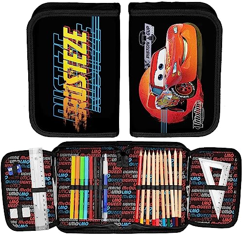 Paso Zigzag McQueen Cars Pencil Case with Accessories, black, Expandable pencil case Paso Zigzag McQueen Cars Pencil Case with Accessories, black, Expandable pencil case von PASO