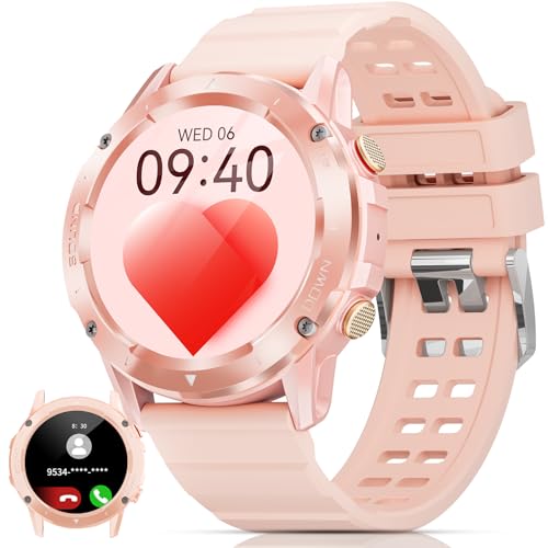 Smartwatch Damen mit Telefonfunktion 1,39" DIY HD Voll Touchscreen Uhren Fitness Tracker 30+ Sportmodi Aktivitätstracker IP68 Wasserdicht Armbanduhr mit Schlafmonitor Schrittzähler Message Reminder von PASONOMI