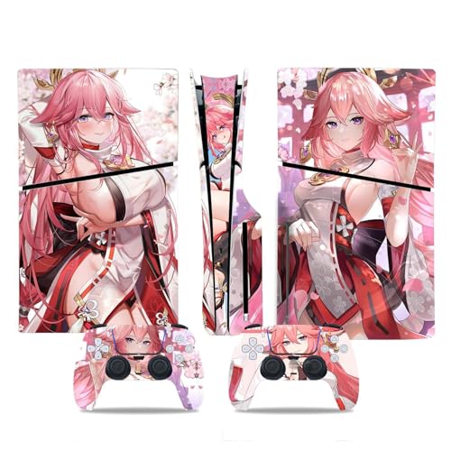 Anti Kratzer Für PS5 Slim Skin Disc Edition & Für PS5 Slim Skin Digital Edition Konsole Und Controller Vinyl Cover Skins Wraps Kratzfest Kompatibel 25597 Kein Schäumen (Size : Disc Version) von PASPRT