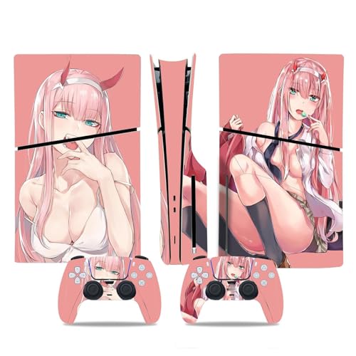 Anti Kratzer Für PS5 Slim Skin Disc Edition & Für PS5 Slim Skin Digital Edition Konsole Und Controller Vinyl Cover Skins Wraps Kratzfest Kompatibel 95752 Kein Schäumen (Size : Disc Version) von PASPRT