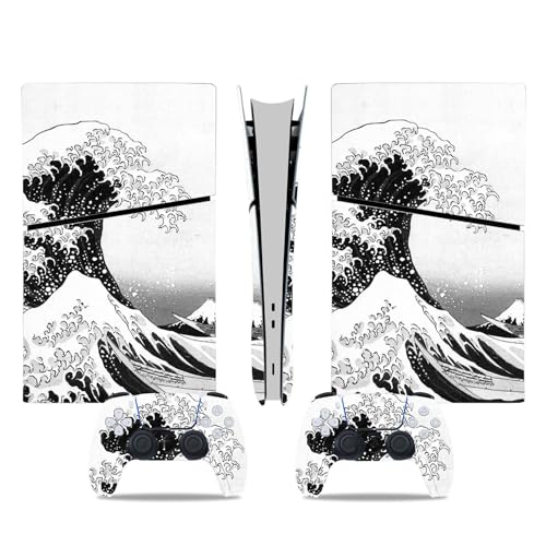 Anti Kratzer Für PS5 Slim Skin Disc Edition & Für PS5 Slim Skin Digital Edition Konsole Und Controller Vinyl Cover Skins Wraps Kratzfest Kompatibel 97096 Kein Schäumen (Size : Disc Version) von PASPRT