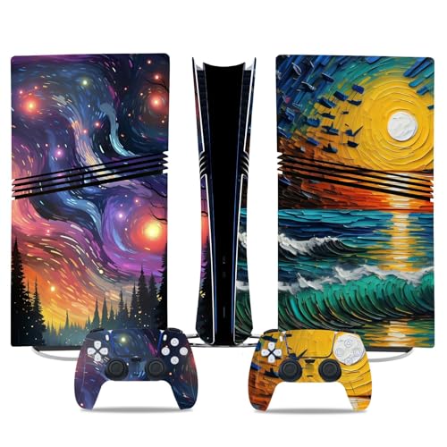 Kratzfest Für PS5 Pro Skin Disc Edition & Für PS5 Pro Skin Digital Edition Konsole Und Controller Vinyl Cover Skins Wraps Kratzfest Kompatibel 96564 Keine Schaumbildung(Disc Version) von PASPRT
