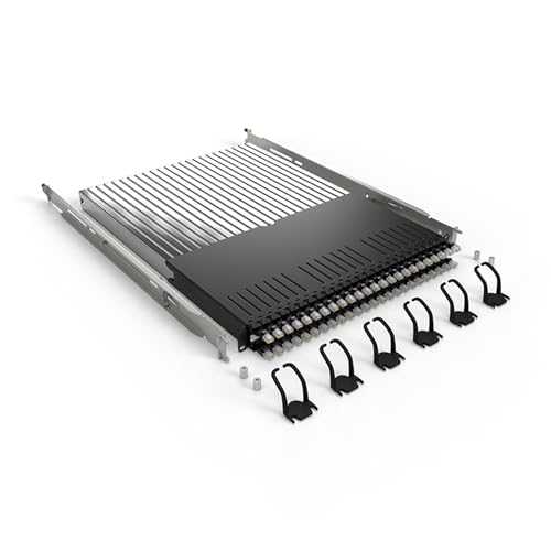 PATCHBOX Plus+ (STP, Schwarz, 1,8m Kabel) – Rack Kabelmanagement-System mit 24 einziehbaren Cat6a-Kabeln (Twisted Pairs, PoE), 0HE Kabelorganizer, 8X schnellere Installation & Wartung von PATCHBOX