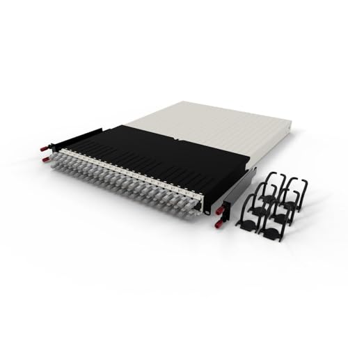 Patchbox ONE 30 RU Cat.6a - 24-Port Patchpanel mit einziehbarem Kabelmanagementsystem für 48.3 cm Racks, inklusive flachen 10GB Kabeln und Kassetten, einfache Netzwerk- und Server-Setups (UTP, Grau von PATCHBOX