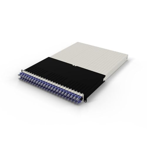 Patchbox ONE 30 RU Cat.6a Patchpanel mit 24 Anschlüssen und einziehbarem Kabelmanagementsystem für 48,3 cm Racks, inklusive flachen 10 GB Kabeln und Kassetten, einfache Netzwerkserver-Setup (UTP von PATCHBOX
