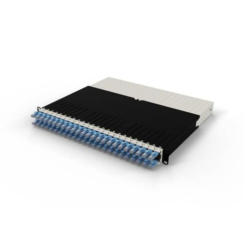Patchbox ONE 8 RU Cat.6a - 24-Port Patchpanel mit einziehbarem Kabelmanagementsystem für 48.3 cm Racks, inklusive flachen 10GB Netzwerkkabeln für einfache Netzwerk- und Server-Rack-Einrichtung (UTP von PATCHBOX