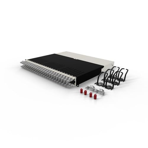 Patchbox ONE 8 RU Cat.6a Patchpanel 24 Port Patchpanel mit einziehbarem Kabelmanagement für 19" Rack mit 10GB Flachnetzwerkkabeln für einfache Netzwerk- und Netzwerkkonfiguration von PATCHBOX