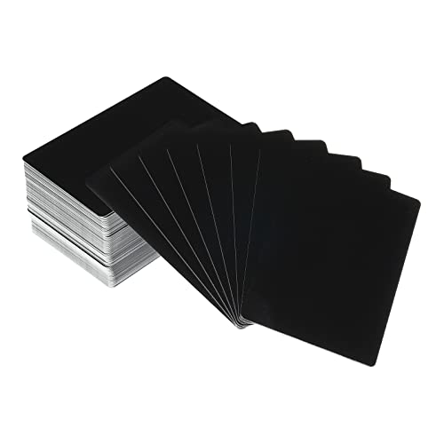 PATIKIL 100Pack Metall Business Karten Leer 0.45mm Dick 3.4x2.1" Aluminum Lasergravur Druckbare Namenskarte für Kunden DIY Schwarz von PATIKIL