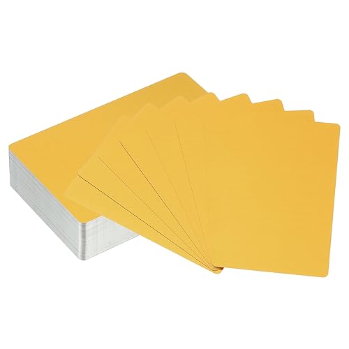 PATIKIL 100Stk Metall Visitenkarten Leere 0.21mm Dickes 3.4x2.1" Aluminium Lasergravur Bedruckbare Namenskarte für Benutzerdefinierte DIY Gelb von PATIKIL