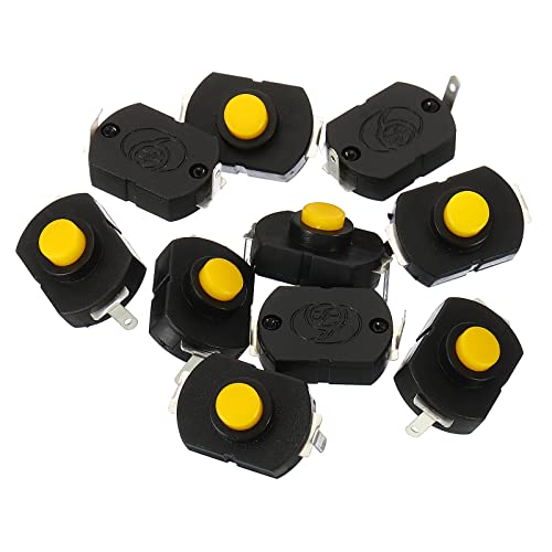 PATIKIL 10Stk Verriegelung Drücken Schaltfläche Schalter KAN-23 Gebogen Pin mit Loch Ein/Aus Selbstsperrung DC 30V 1A Mikro Schalter für Taschenlampe Licht Stab Ausgang Schwarz von PATIKIL