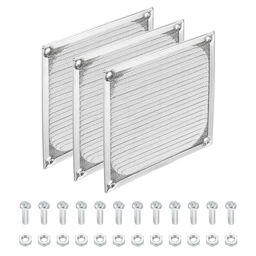 PATIKIL 120mm Computer-Lüfterfiltergitter mit Schrauben, 3er-Pack Aluminiumrahmen mit Edelstahlgitter staubdichte Gehäuseabdeckung für Computer, Lüfter, Silberton von PATIKIL