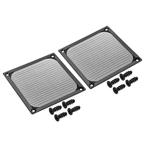 PATIKIL 120mm Lüfter Filter Gitter mit Schrauben 2Pack Aluminum Rahmen Edelstahl Netz Staubdichte Abdeckung für Computer Gehäuse Schwarz von PATIKIL