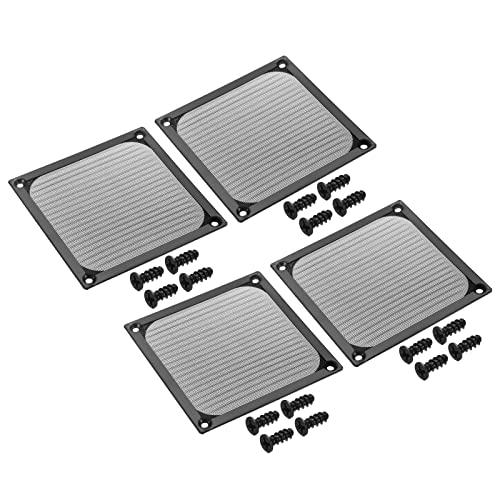 PATIKIL 120mm Lüfter Filter Gitter mit Schrauben 4Pack Aluminum Rahmen Edelstahl Netz Staubdichte Abdeckung für Computer Gehäuse Schwarz von PATIKIL