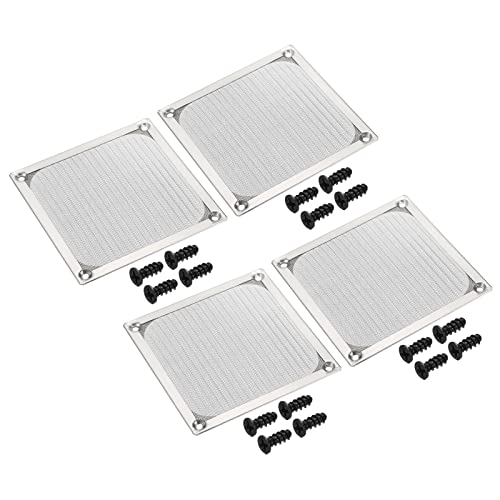 PATIKIL 120mm Lüfter Filter Gitter mit Schrauben 4Pack Aluminum Rahmen Edelstahl Netz Staubdichte Abdeckung für Computer Gehäuse Silber von PATIKIL