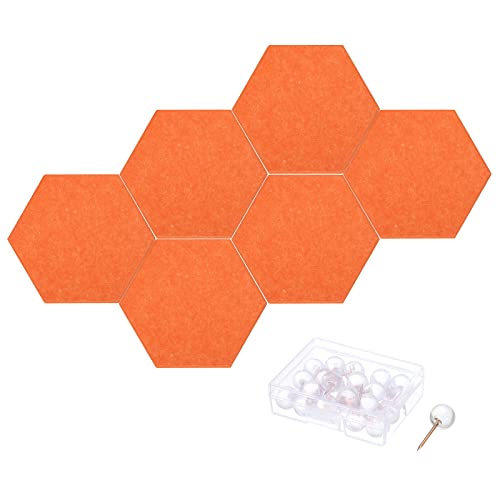 PATIKIL 12Pack 12"x10" Kunst Akustik Paneele Selbstklebend Sechseck Filz Fliesen für Schalldämmende Wandplatten für Zuhause Büro Aufnahmestudio Spielzimmer Orange von PATIKIL