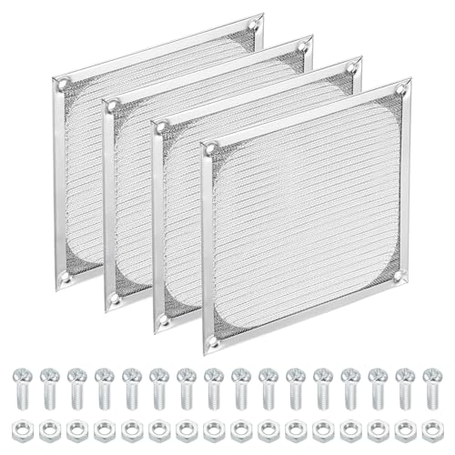 PATIKIL 140mm Computer-Lüfterfiltergitter mit Schrauben, 4er Pack Aluminiumrahmen mit Edelstahlgitter staubdichte Gehäuseabdeckung für Computer, Lüfter, Silberton von PATIKIL