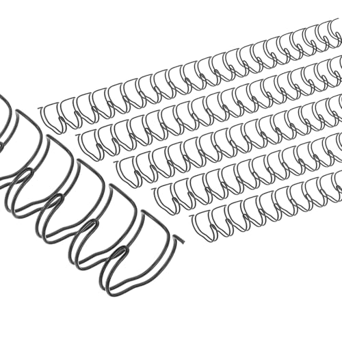 PATIKIL 14mm (9/16") Drahtbinderücken Doppelring-Drahtbinderücken, 20 Stück Metall-Doppelring-Bindungsspulen 120 Blatt Kapazität 2:1 Teilung 21 Ring-Bindungsrücken, Schwarz von PATIKIL