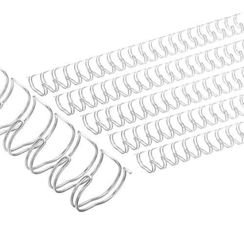 PATIKIL 16mm (5/8") Drahtbinderücken Doppelring-Drahtbinderücken, 20 Stück Metall-Doppelring-Bindungsspulen 140 Blatt Kapazität 2:1 Teilung 21 Ring-Bindungsrücken, Silberton von PATIKIL